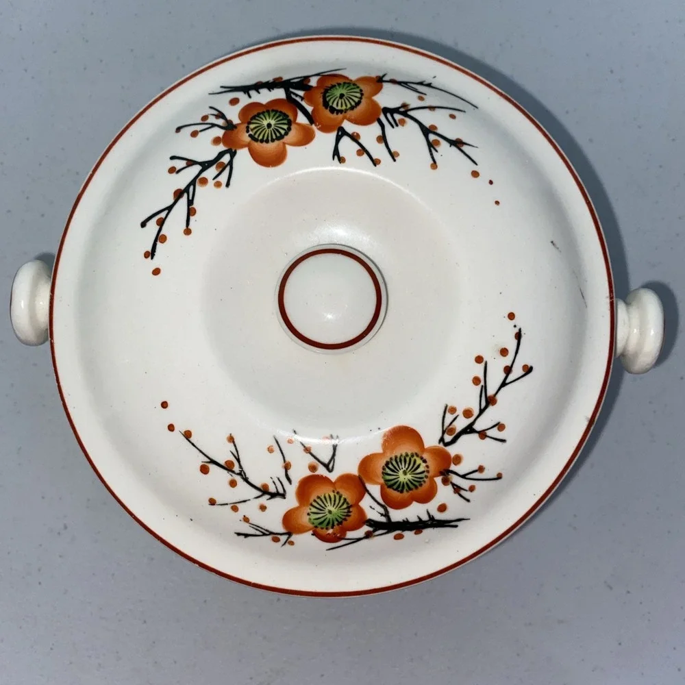VTG Ice Bucket Large Bowl With Lid  Made in Occupied Japan SGK China 🍊 Blossom